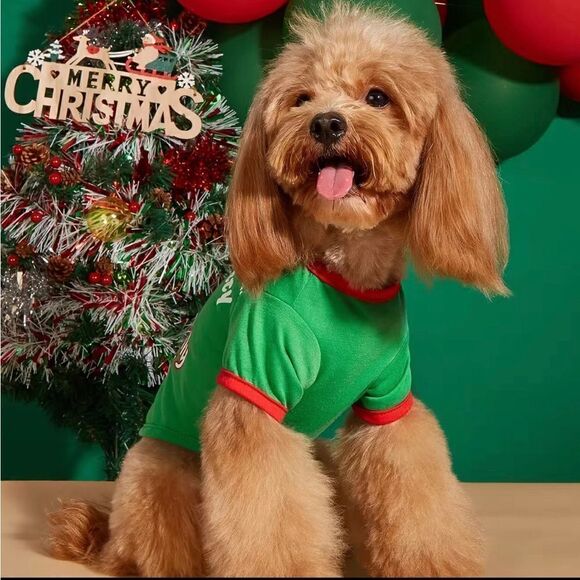 Christmas Shirt Letter Printed Pet T-Shirt Festive Pet Clothes For Small & Mediu - Picture 2 of 7